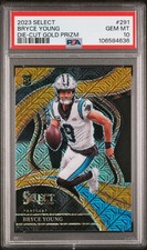 2023 Panini Select #291 Bryce Young Gold Prizms Die Cuts PSA 10 #/10 Rookie RC