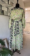 WAREHOUSE BLACK & GREEN FLORAL BOHO MAXI DRESS - SIZE 10 -NWT