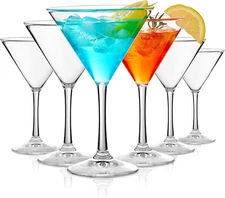 Unbreakable Martini Glasses Set of 6, 10 oz Plastic 10 ounce, Clear 