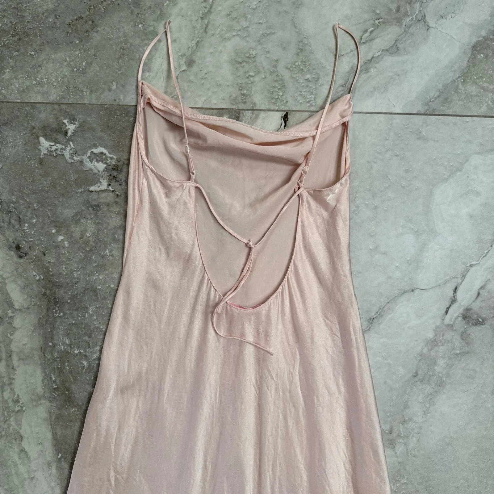UNDERCOVER Camicia da notte Victoria's Secret 100% seta slip maxi collo cappuccio rosa schiena aperta XS