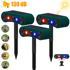3PCS Solar Outdoor Motion Sensor Alarm 2 130db Ultrasonic Siren 4 Modes Flashing