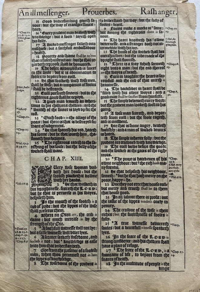 King James Bible Leaf, first edition printing, London, 1611 - Image 4 of 4