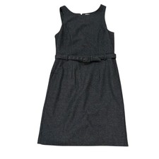 Banana Repubic Factory Gray Black Recycled Wool Belted Career Dress Size 6 Work