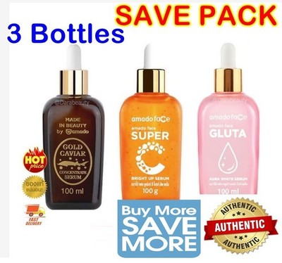 3X AMADO Serum Set 100ml - Gold Caviar + Super C + Gluta Aura Skin Booster