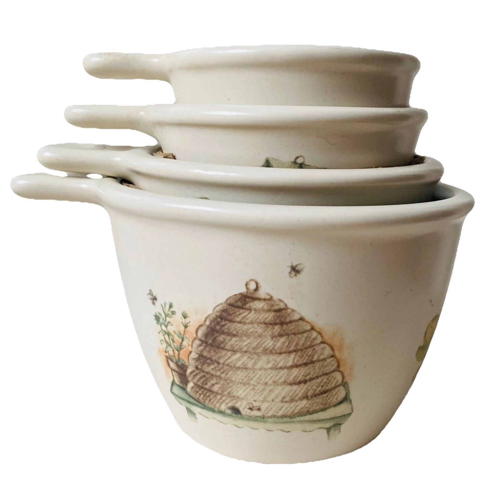 Pfaltzgraff Naturewood Nesting Measuring Cups Garden Beehive Set of 4 Whimsical