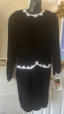 NWT Vintage Jessica McClintock Gunne Sax Black Velvet Dress Lace Trim Sz 11/12