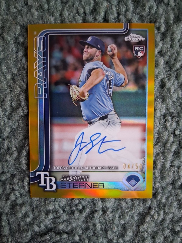 2025 TOPPS CHROME BASEBALL JUSTIN STERNER GOLD REFRACTOR AUTO RC /50, Rookie!