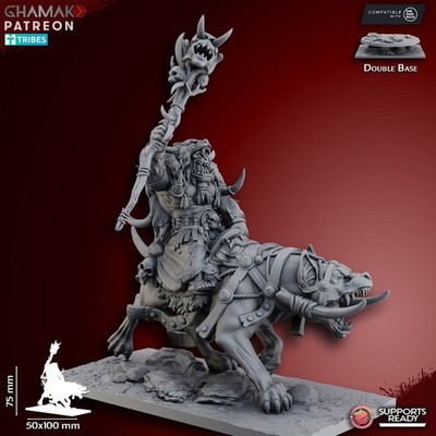 1x Grey Waste Ork Shamane auf Warg Orks und Goblins Ghamak für AoS Sigmar