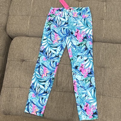 Lilly Pulitzer Skinny Ankle Pants Maldives Green Floral Nature Women s Regular