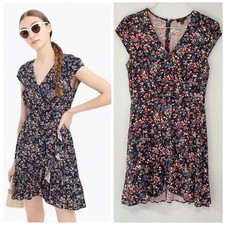 J.CREW Ruffle Front Mini Dress Floral Viscose L4135 Size 6
