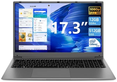 SGIN Business Laptop 17.3" IPS Display | Intel N5095 | 12GB RAM 512GB SSD | Windows11