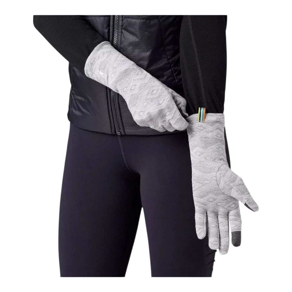 Luvas femininas Smartwool Thermal Merino 250 tela sensível ao toque L cinza Fair Isle novas com etiquetas - Imagem 3 de 3