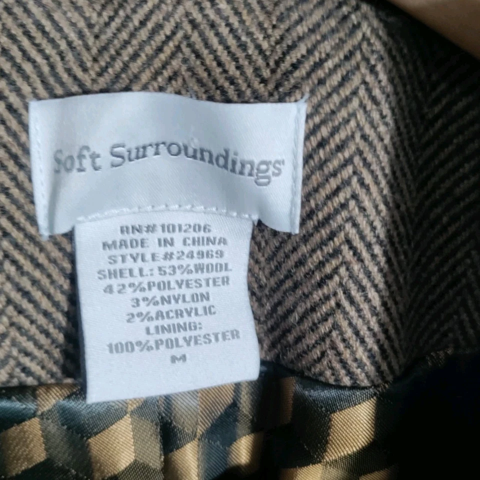 Abrigo de lana Soft Surroundings tweed espiga talla mediana Foto 3 de 4