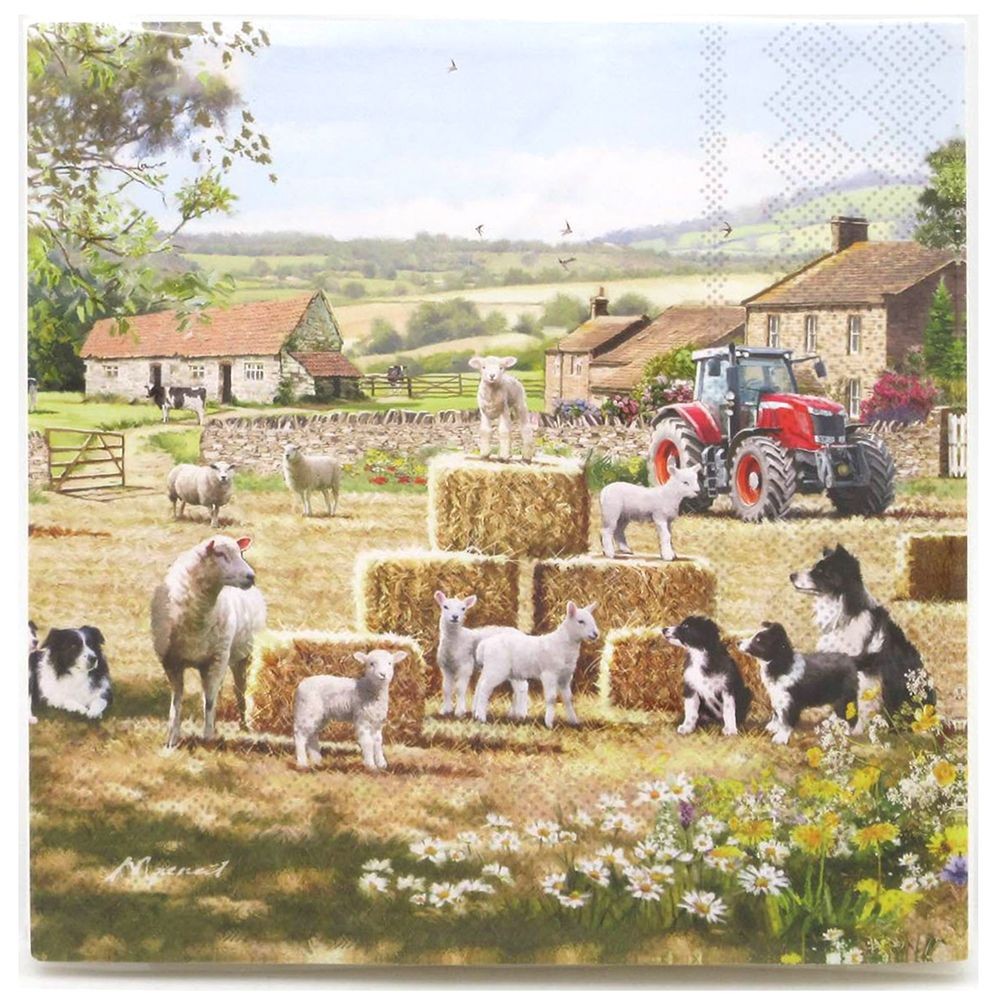 Farm Collie Sheep Tractor Paper Napkin - 20 Pack - Lesser & Pavey Picnic