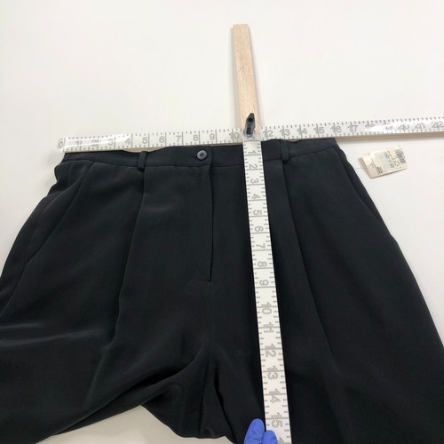 Due Per Due NEW 14 (Fit 32W 32L) 100% Silk High Rise Trouser Pants Black Vtg - Picture 6 of 11