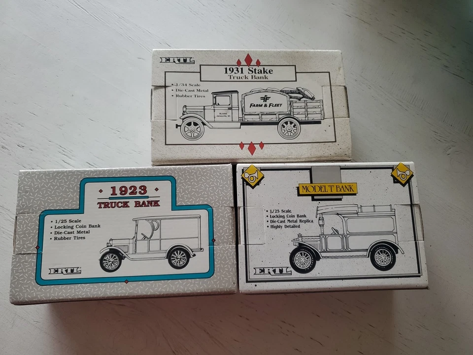Lot of 3 Ertl Blain's Farm & Fleet Vehicles 1913 Model T 1923 Truck 1931 Stake - Image 2 of 4