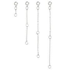 1.2/2/3.1/3.9 Inch Necklace Extender, 4 Pack Copper Chain Extenders, Silver