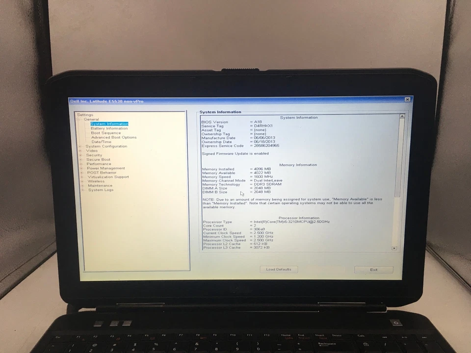 DELL LATITUDE E5530 - BOOTS TO BIOS - INTEL I5 3210M - 4GB RAM - READ DESC - BB - Image 2 of 4