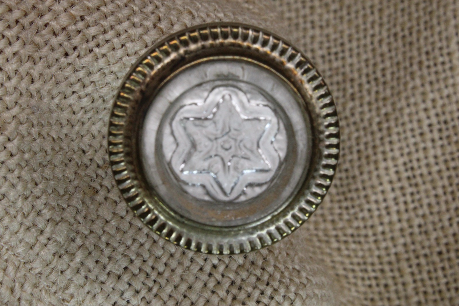 Old Picture Screw Nail Clear Glass White 8 Point Star Vintage Curtain Tieback #2