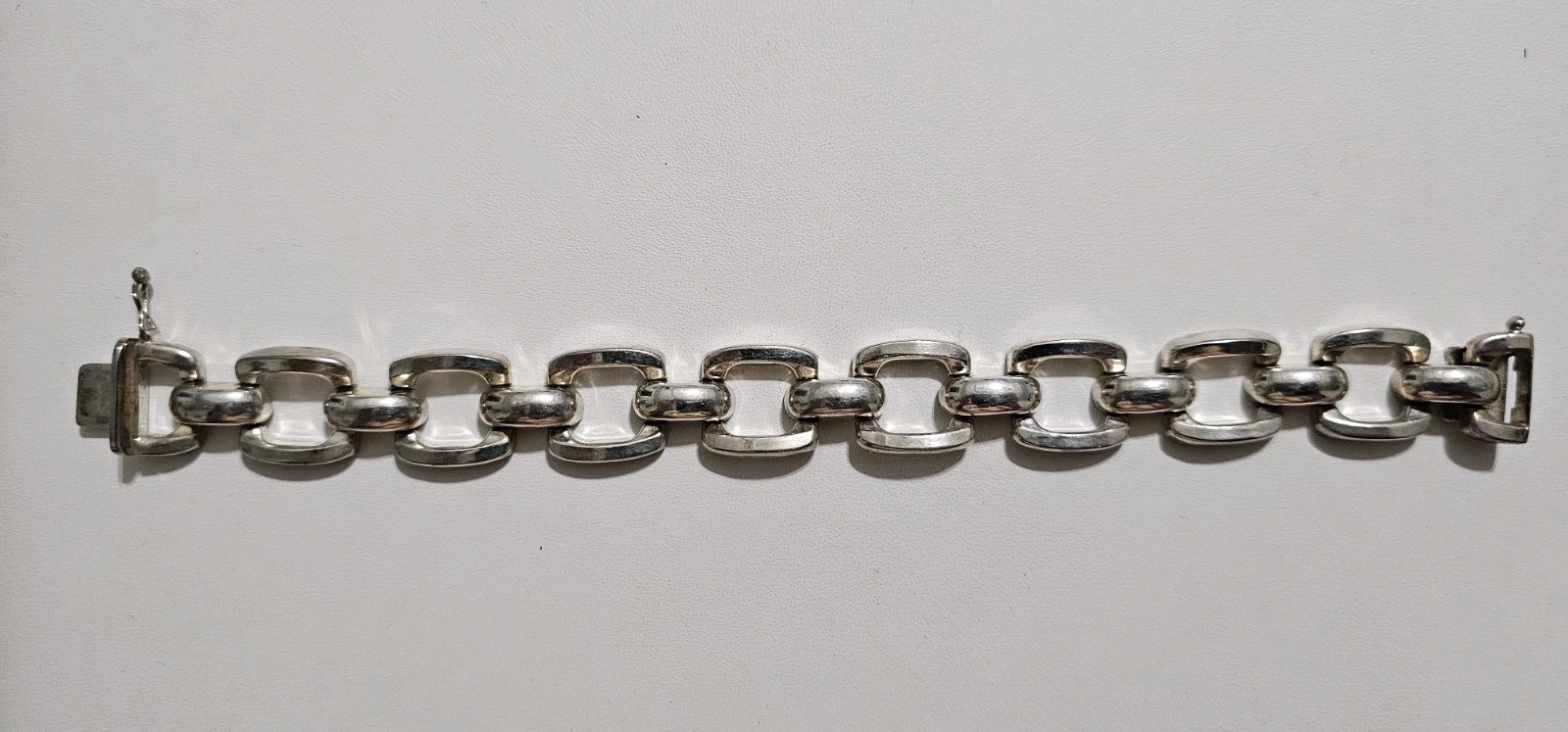 Silver Rectangular Curb Link, Horseshoe Link, Sil… - image 1