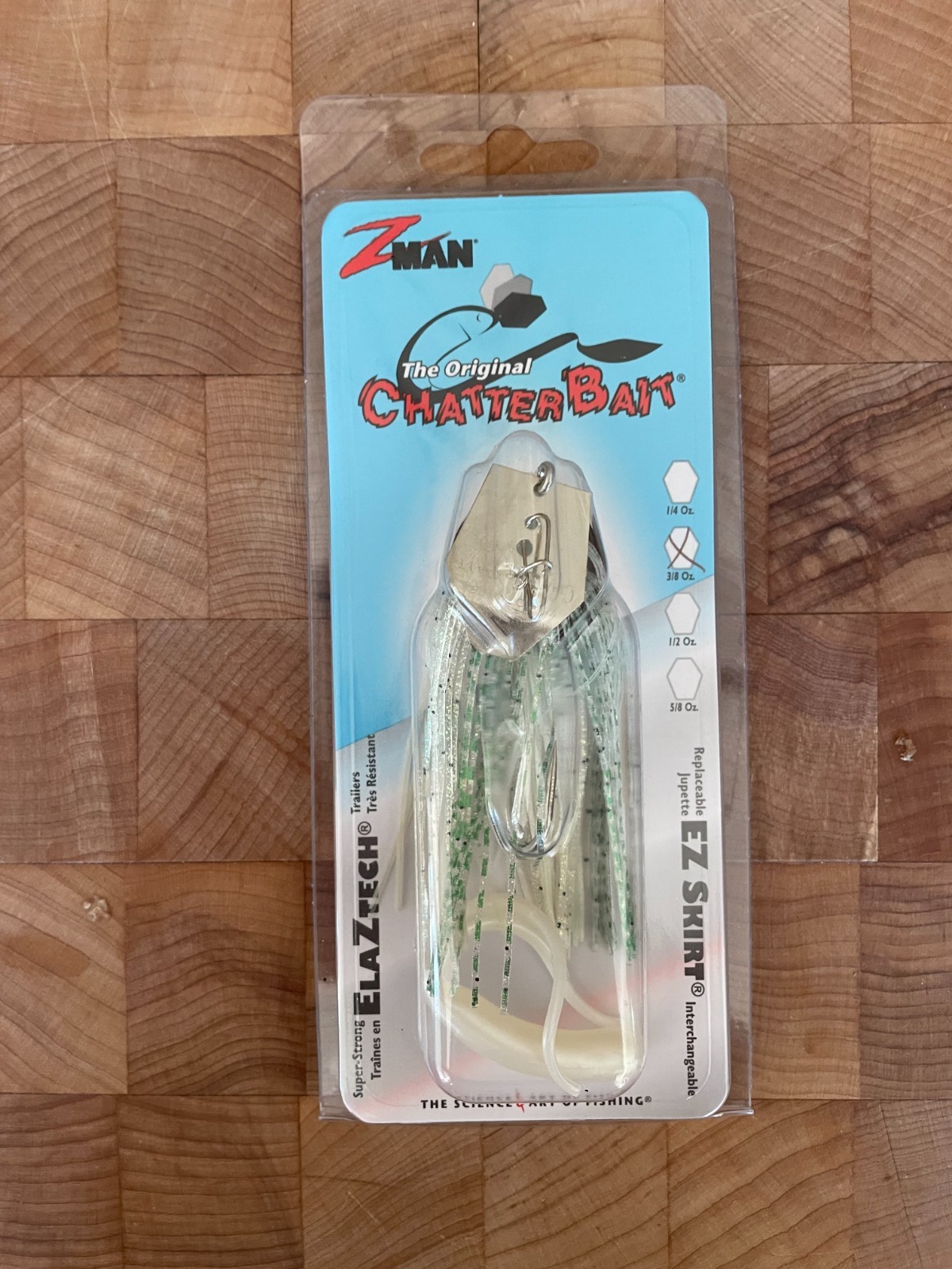 Z-Man Chatterbait White/Green - Silver Blade 3/8oz - Image 1