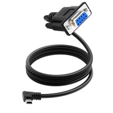 Mini USB to RS232 Serial Adapter, Right Turn Mini USB 5 Pin Male to DB9 Pin Fem