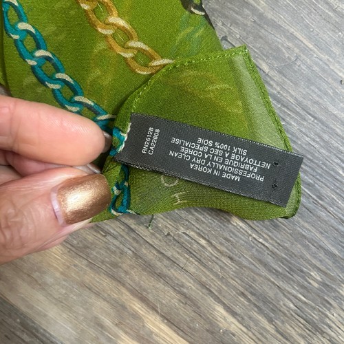 Echo Vintage Green Chain Design Sheer 100% Silk Rectangular Scarf, $21.06 - Photo 4
