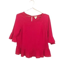 A New Day bell sleeve ruffle semi sheer blouse size small