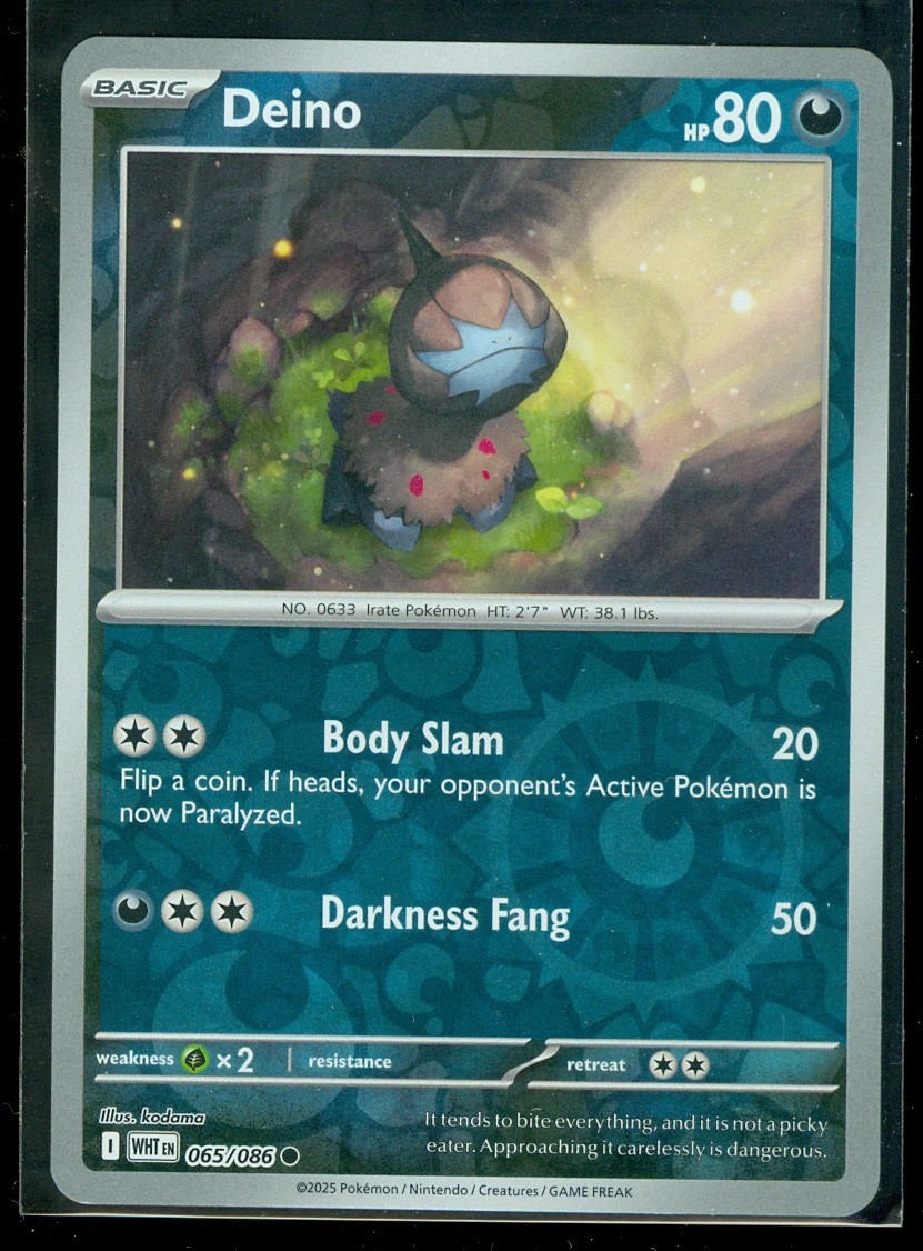Pokemon DEINO 065/086 - White Flare - Rev Holo - MINT
