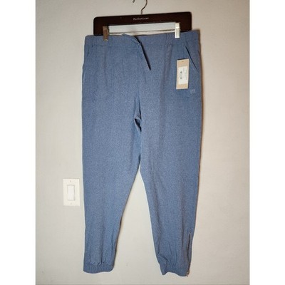 NWT Albion Jetsetters Blue Chambray Pull On Jogger Pants Travel Athleisure Large