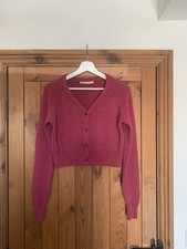 Cabbages & Roses cropped pink merino wool cardigan size medium UK 10 - 12