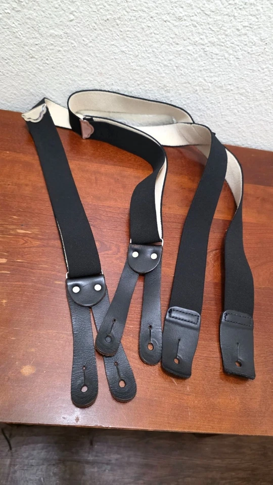 Tirantes Welch Mfg Co negros de alta resistencia con detalles plateados y lengüetas de cuero Foto 2 de 4