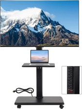 Rolling TV Cart - Mobile TV Stand with Power Outlet,Mobile TV Cart on Wheels for