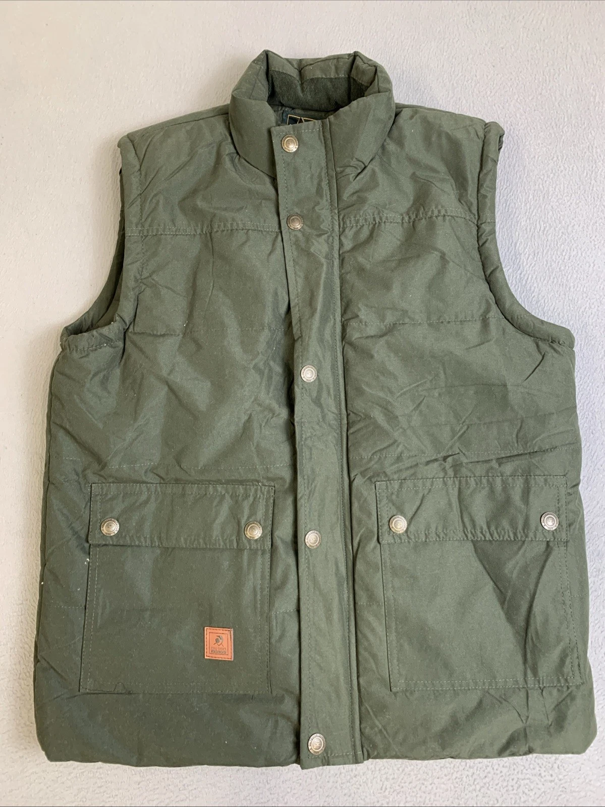 Cool Choice Vest Men’s Size Medium Olive Green Sherpa Lined Full Zipper W/Snaps