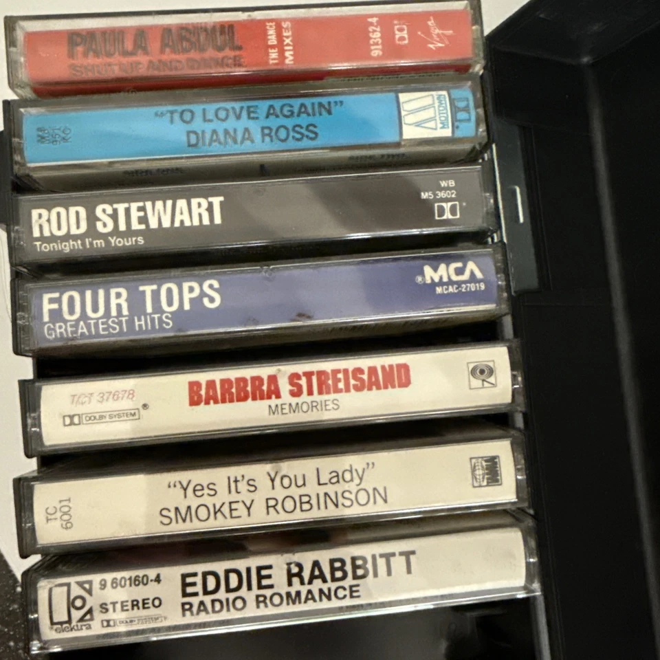 1980’s Portable Cassette Holder With Tapes: Paula Abdul, Diana Ross, Rod Stewart - Image 2 of 4