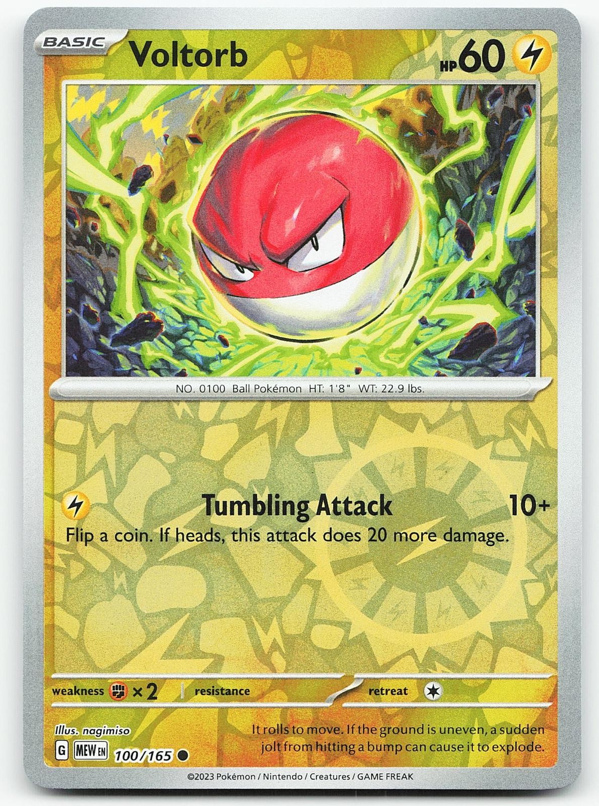 Pokemon Voltorb 100/165 151 Common Reverse Holo NM