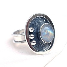Natural Rainbow Moonstone Ring Solid 925 Sterling Silver Moonstone Jewelry-R316