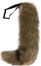 HAOAN Faux Fur Brown Wolf Tail Furry Fox Costume Cosplay Props