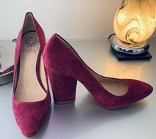 Vince Camuto Block Heels Suede Shoes Pumps Shoes Size 7 EU40 Raspberry Magenta