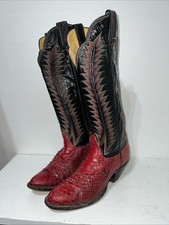TONY LAMA Firecracker Red Python Snakeskin Vintage Boots Women's SZ 7.5B 1117257