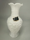 Vintage Imperial Glass Milk Glass Loganberry  Vase With Sticker 6 In
