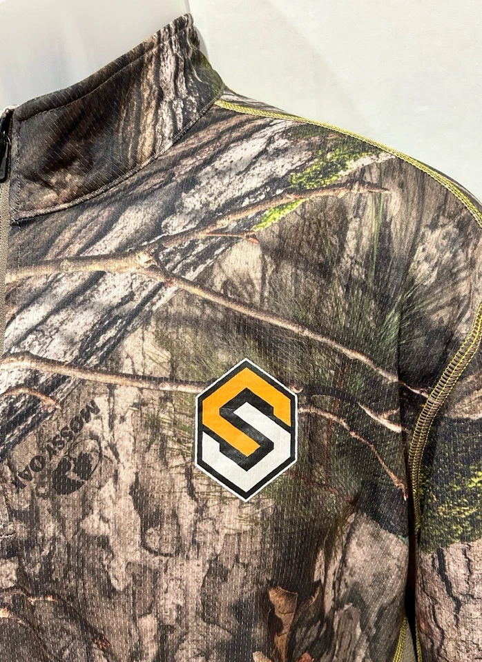 ScentLok Lightweight 1/4 Zip Base Layer Camo Hunting Shirt Mossy Oak Mens Size L - Image 4 of 4
