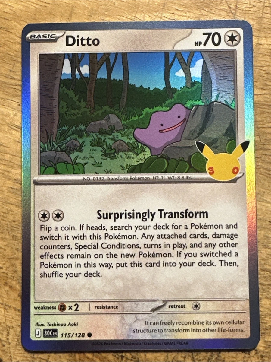 Ditto 115/128 Holo 30C EN 30th Anniversary NM/M Pokemon Card