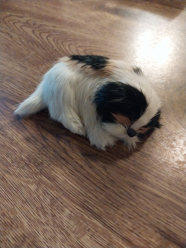 Vintage REAL FUR Handcrafted Puppy Dog  Black White Mini vintage 