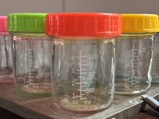 Set of 6 4oz Glass Jars for Food Storage with Lids Baby Food