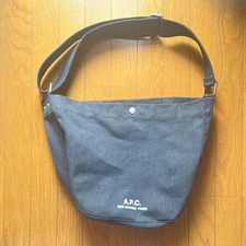 A.P.C. Shoulder Bag Minimalist Durable Heavy Fabric Tote Daily Use  Grayish
