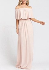 Show Me Your Mumu Hacienda Off Shoulder Maxi Dress Dusty Rose Pink Bridesmaid