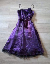 Debenhams Debut Metallic Purple Strappy Flared Petticoat Dress Tie Belt UK8