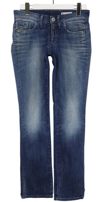 G-Star Nova Midwaist Straight Jeans Damen W29/L34 Blau Schnurrhaare Zip Dehnbar