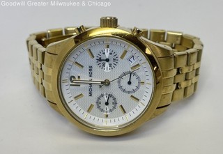 Gold Tone Michael Kors Stainless Steel Chronograph Watch 106.5g